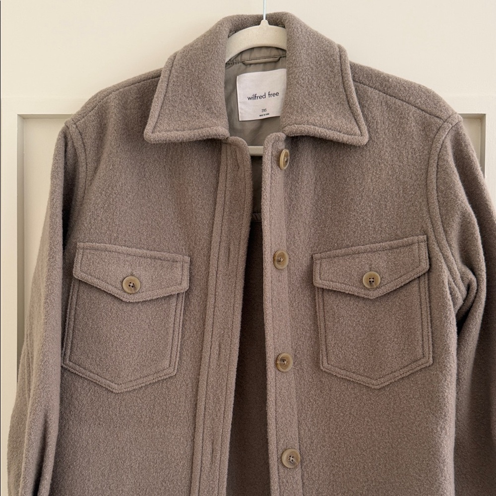 Wilfred Free Ganna Women’s Sage Green Merino Wool Shirt Jacket  XXS